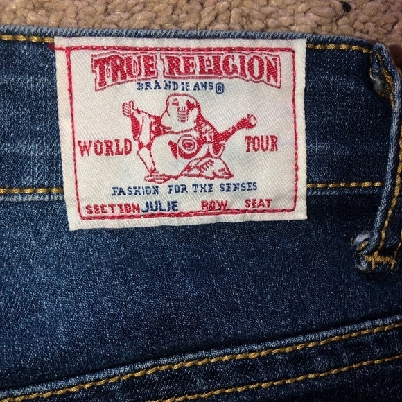 True Religion Women’s “Julie” Dark Wash Gold Sequin Jeans Size 27 - Picture 5 of 13